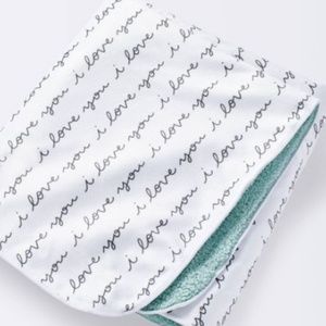 *Like New* Plush Velboa Baby Blanket I Love You - Cloud Island White/Black